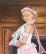 18" x 24" oil on canvas, Portrait of a seven year old girl  by Claude Buckley