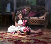 50" x 40" oil on canvas, Portrait of  a two year old girl  by Claude Buckley