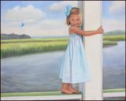 40" x 50" oil on canvas, Portrait of a three year old child by Claude Buckley