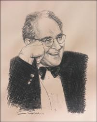 Charcoal drawing of Hilton Kramer by Claude Buckley,