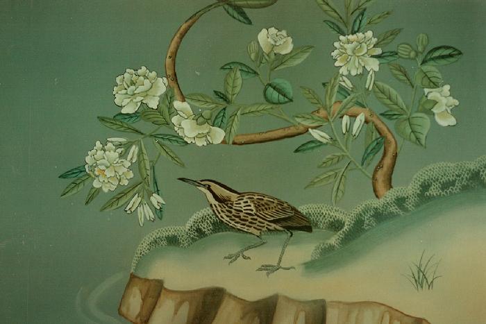 mural painting by Claude Buckley- Milliken and Company Guest House dinning Room Wallpaper (Detail)