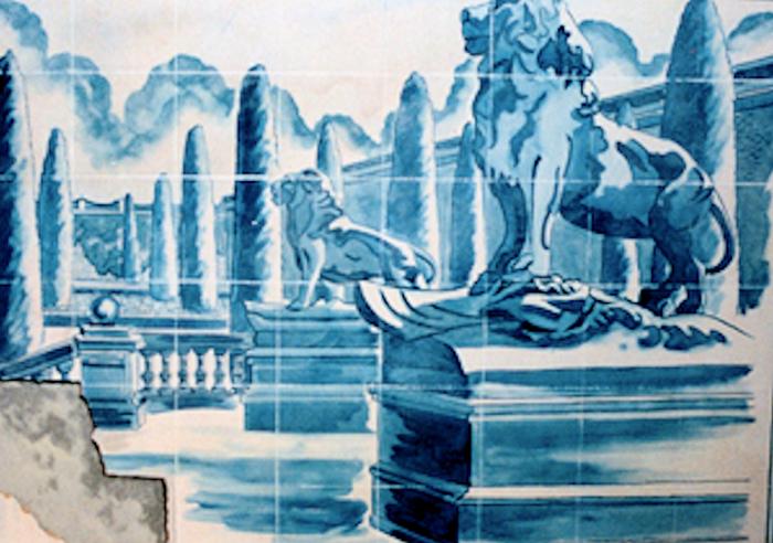 mural by Claude Buckley- Patio Portugues, 2 x 52 meters, polyurathane on steel, penthouse patio, palacete c/ Alfonso XII, Madrid