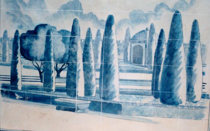mural by Claude Buckley- Patio Portugues, 2 x 52 meters, polyurathane on steel, penthouse patio, palacete c/ Alfonso XII, Madrid