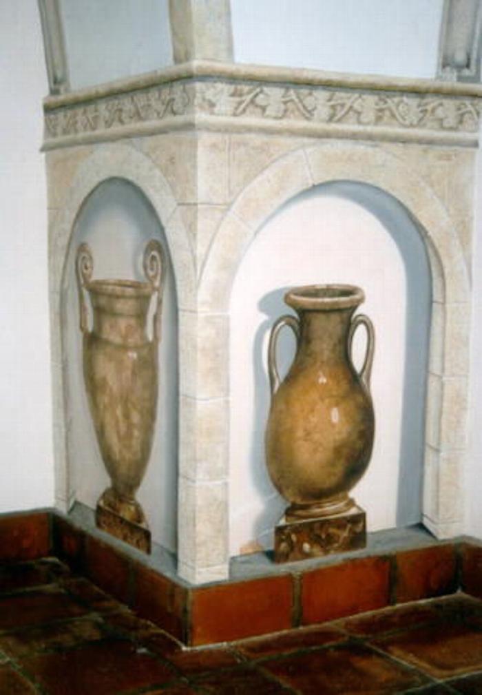 mural by Claude Buckley- Tinajas, comedor fuerte arabe, acrylic on fiber glass, Trujillo