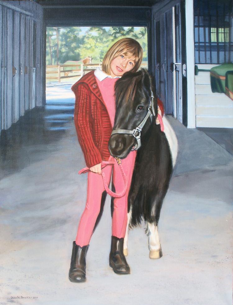 Oil equestrian portrait by Claude Buckley- Best Friends, 50 x 40 oil on canvas, private collection