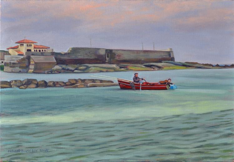 Photograph of a painting by Claude Buckley- A por Jibia 14.96 x 21.65 in (38 x 55 cm) oil on canvas 2015