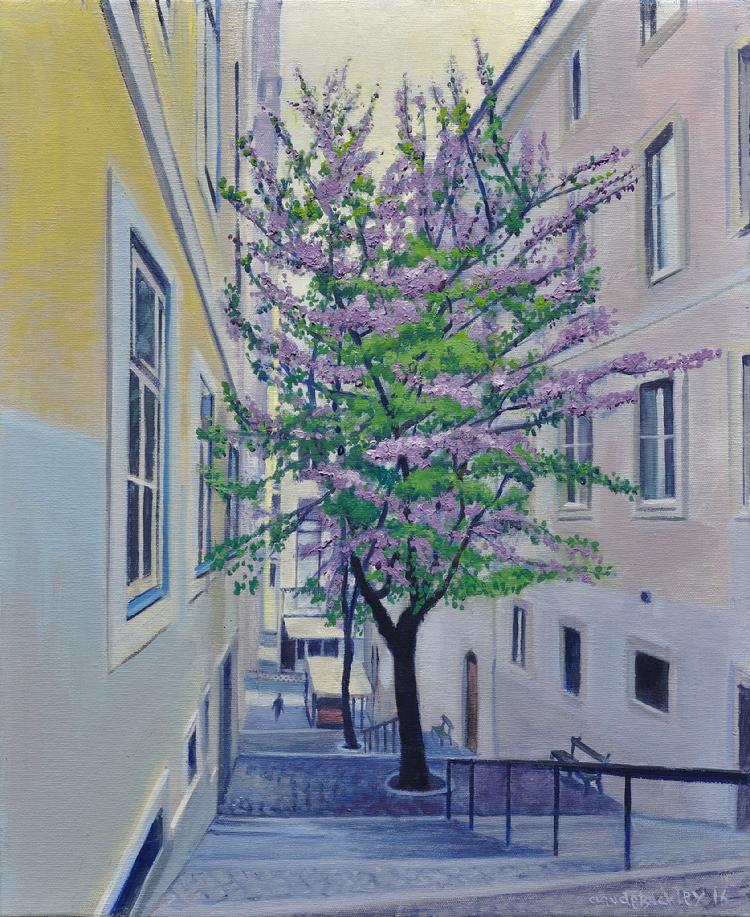 Image of a landscape painting byClaude Buckley- Arbol del Amor 14.96 x 18.11 in (38 x 46 cm) oil on canvas 2015