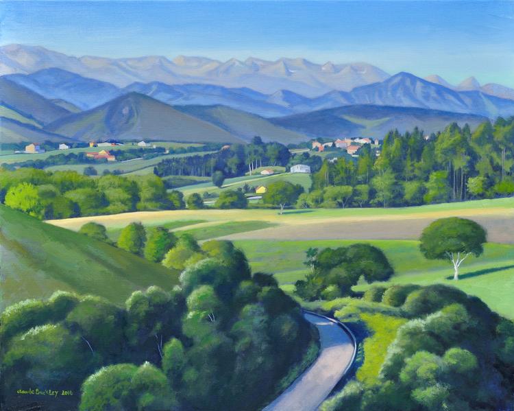 Oil landscape painting by Claude Buckley- Camino a Ruisenada- 25.59 x 31.89 in (65 x 81 cm) oil on canvas 2016