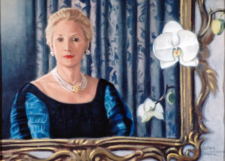 oil portrait of a lady by Claude Buckley- Esther Ferguson, 14 x 18 in oil on canvas, Ferguson collection, Charleston, SC
