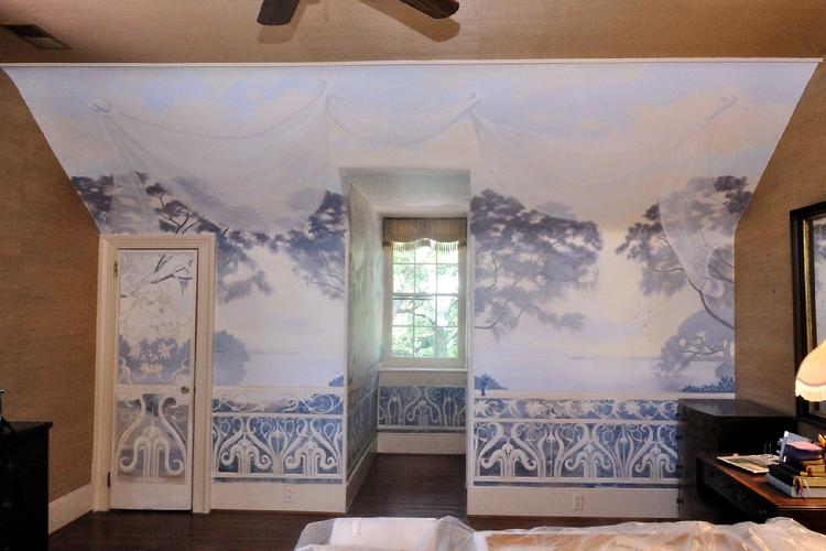 Claude Buckley- Seccessionville Manor Bedroom acrylic on fiberglass over plaster wall