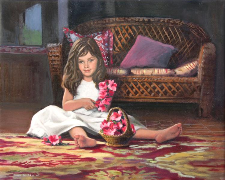 oil portrait of a toddler by Claude Buckley- Grace, 50 x 40 in, oil on canvas, private collection, Sumter, SC