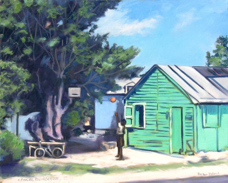oil landscape painting by Claude Buckley- Hoops in the Tropics, oil on canvas