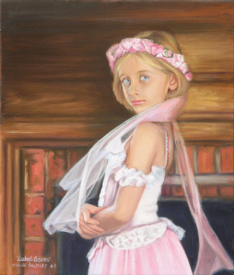 Oil portrait by Claude Buckley- Miss Adams, 19 x 16 oil on canvas