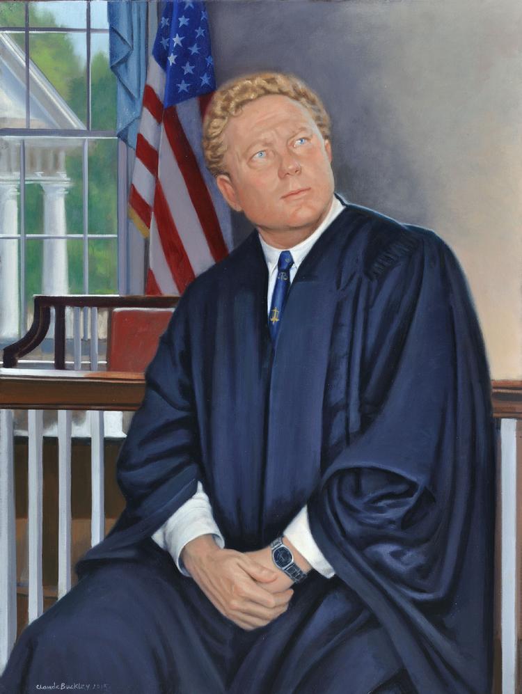 oil portrait by Claude Buckley- Honorable Mikell R. Scarborough, 40 x 50 in oil on canvas, Charleston, SC