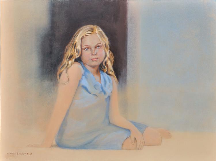 oil portrait by Claude Buckley- Miss Osteen, 40 x 50 in oil on canvas