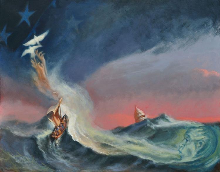 oil painting by Claude Buckley- Political Rhetoric, 24 x 30 in, oil on canvas