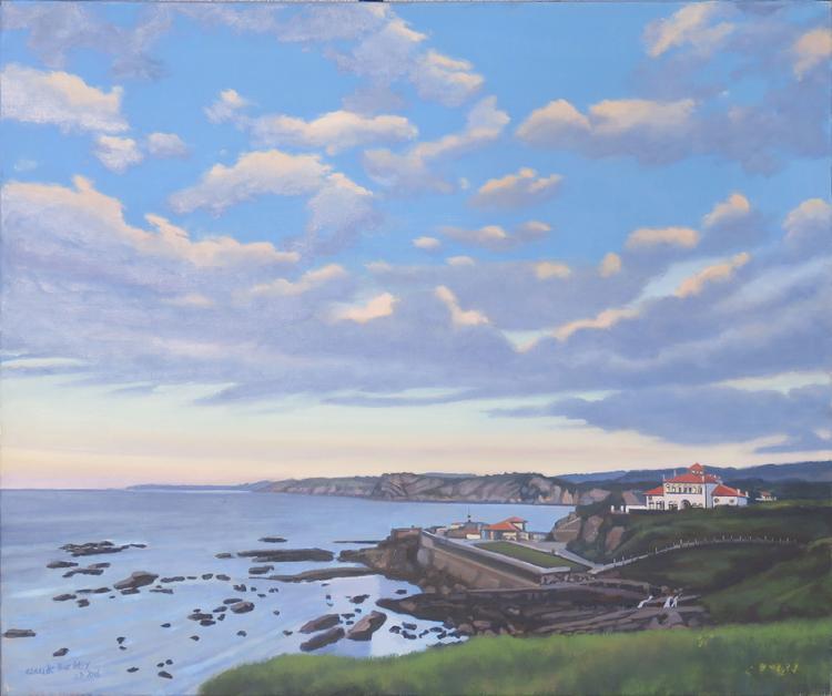 oil painting by Claude Buckley- El Puerto visto desde el Garreto- 23.62 x 28.74 in (60 x 73 cm) oil on canvas 2016
