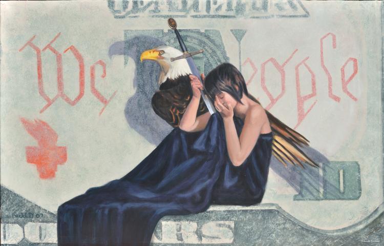 pop art painting by Claude Buckley- Victory Mourns, 40 x 60 in, acrylic on canvas