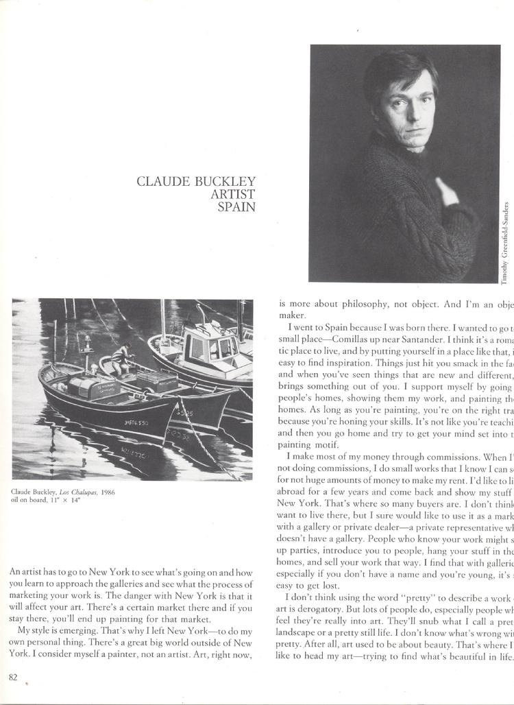 Arts Review magazine article on a young Claude buckley