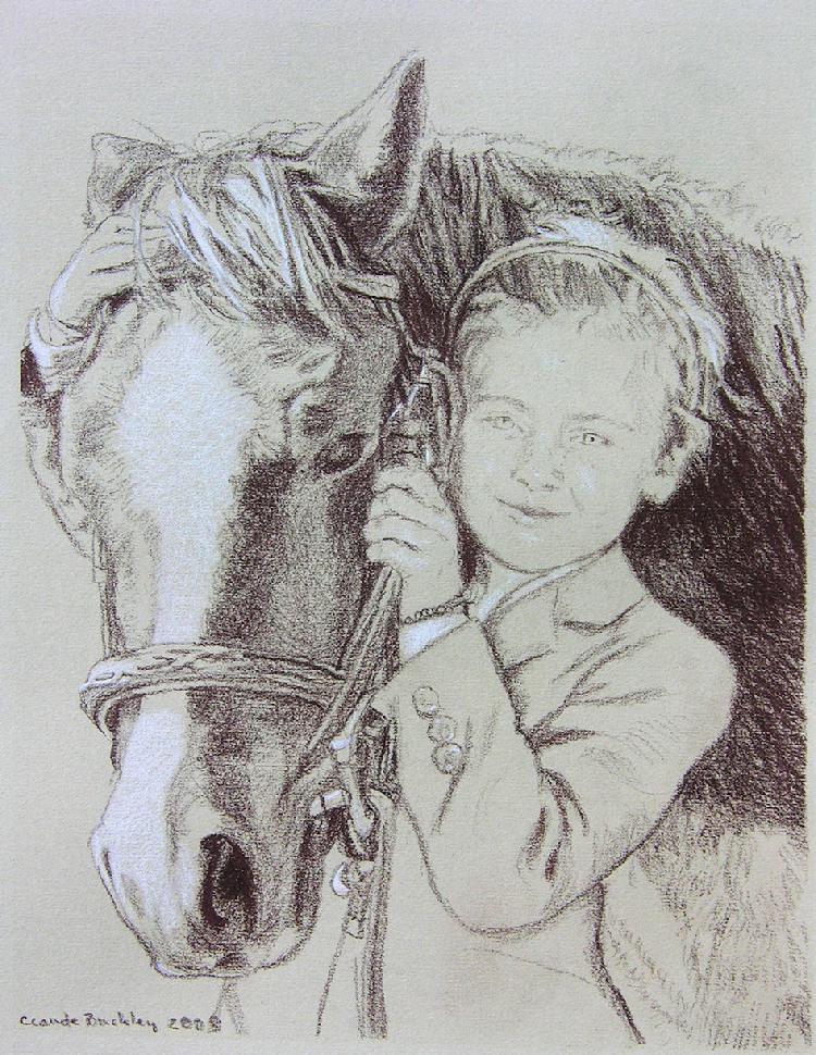 charcoal portrait drawing by Claude Buckley- Eliza, charcoal drawing, private collection, Camden, SC